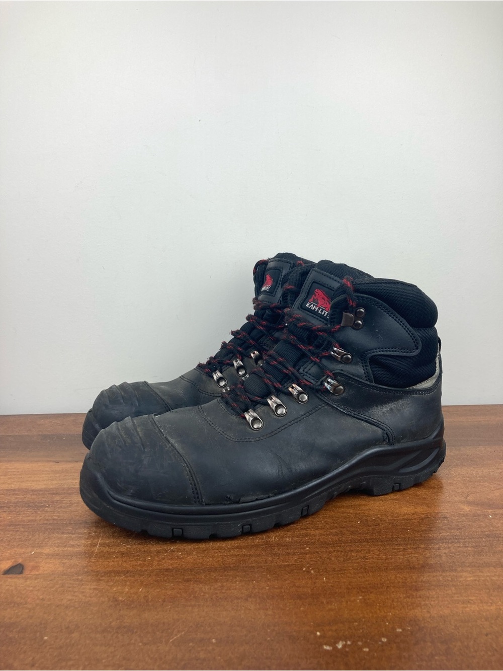 KAM-LITE Work Boots Steel Toe Cap Work Shoes Lace Up Black Men’s Size 10.